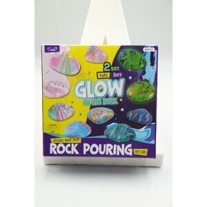 2 in 1 Rock Painting Art Kit - Glow in The Dark Rock Pouring Art Kit Ages 6+